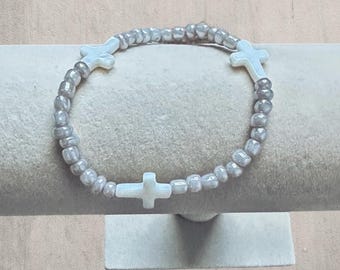 Cross Bracelet with Bible Verse Card - Stackable, Beaded Bracelets