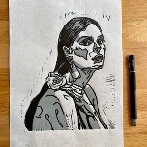 Niña de las Flores - Linoleum Print