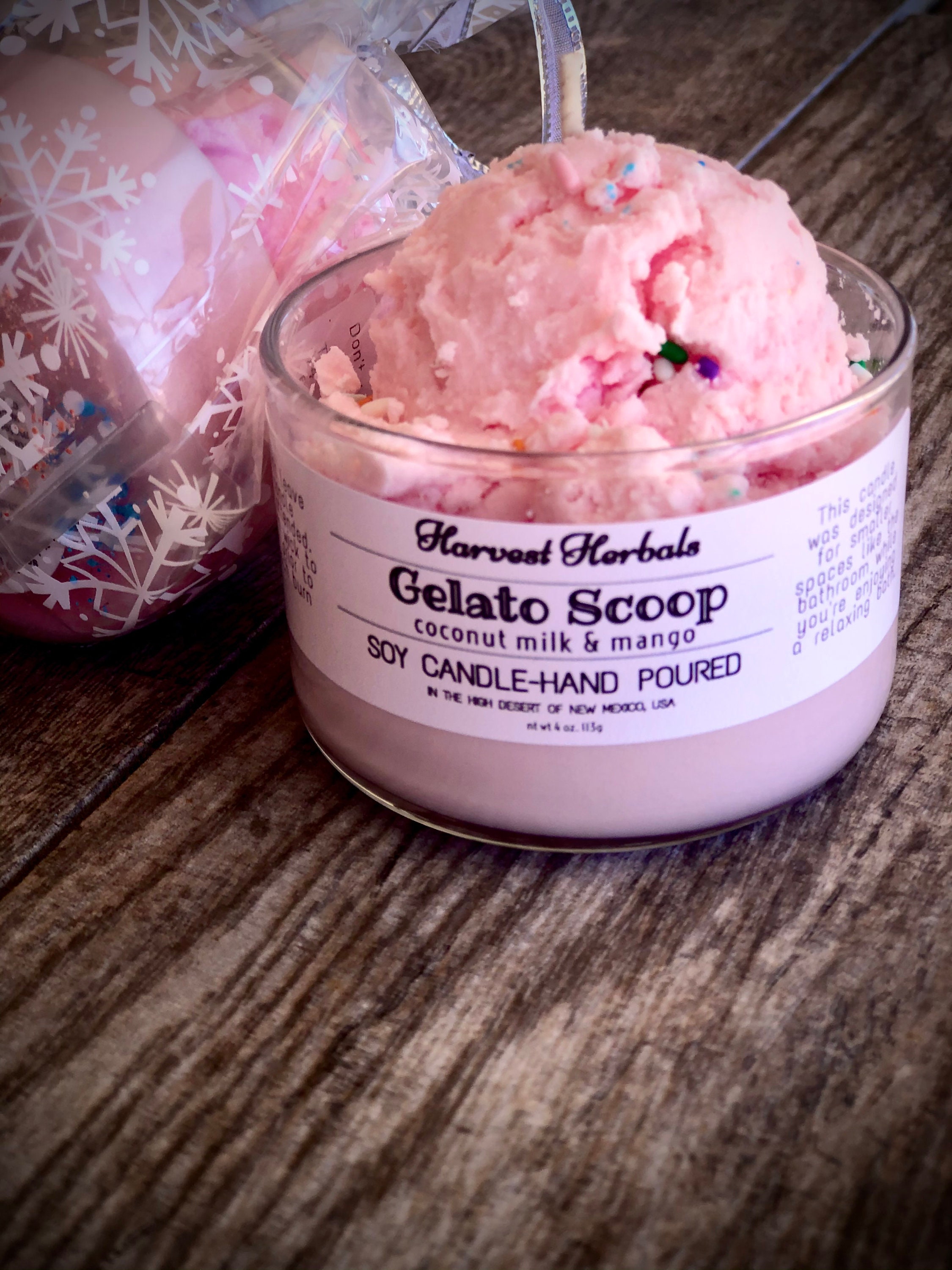 Ice Cream Scoop Candle Soy Candle Gelato Christmas Etsy