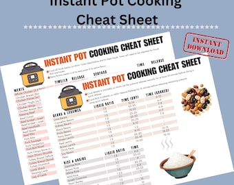 Instant Pot Cooking Times Cheat Sheet: Meat, Veggies, Beans (Digital Download)