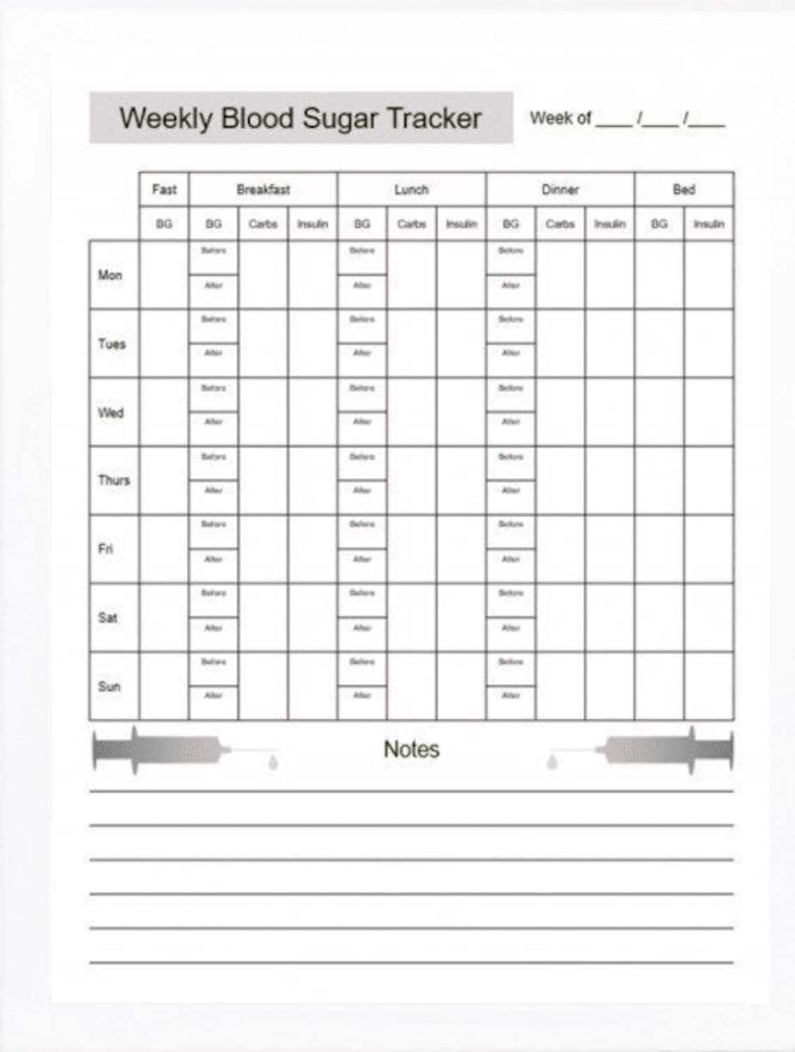 Diabetes Tracker / 8 Assorted Printable Trackers - Etsy