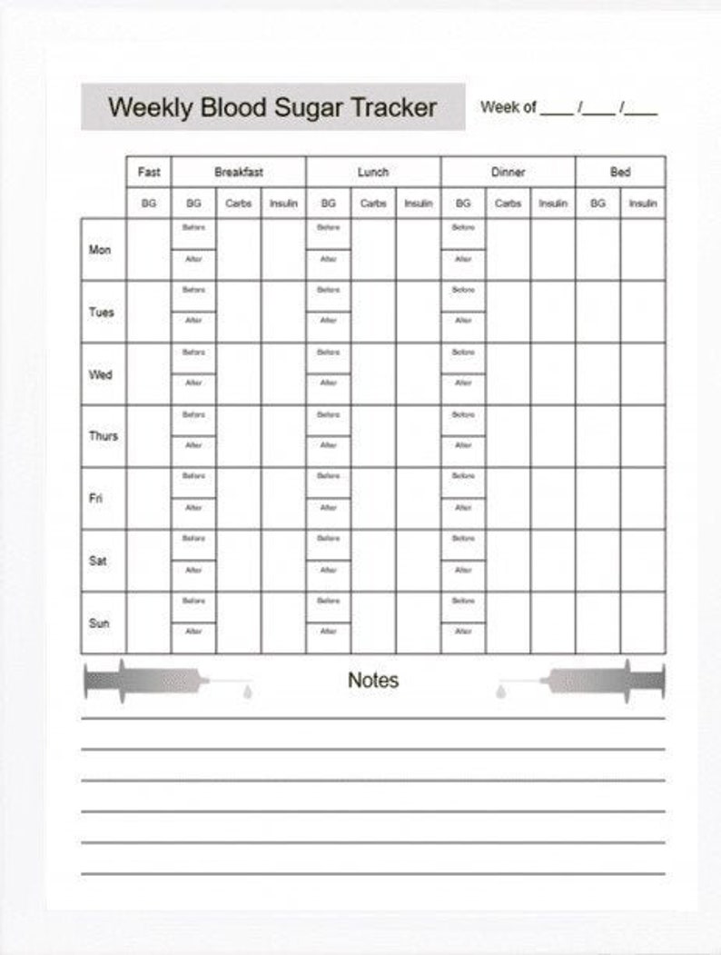 Diabetes Tracker / 8 Assorted Printable Trackers - Etsy