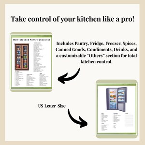 Pantry & Fridge Checklist Printable | Kitchen Inventory Organizer Planner PDF Instant Download image 3