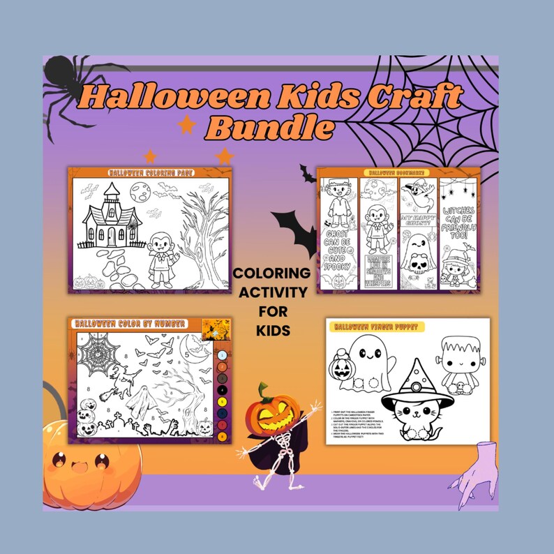 Halloween Kids Craft Bundle 15 Pages Printable Halloween Activities