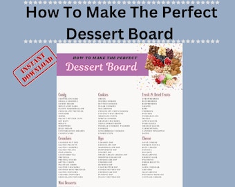 Party Dessert Board Printable, Sweet Treats Guide, Instant Download