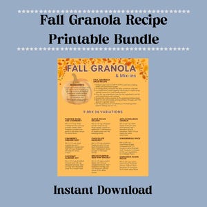 Afdrukbare bundel herfstmueslirecept: doe-het-zelf mix-ins, cadeaukaartjes (pdf-download)