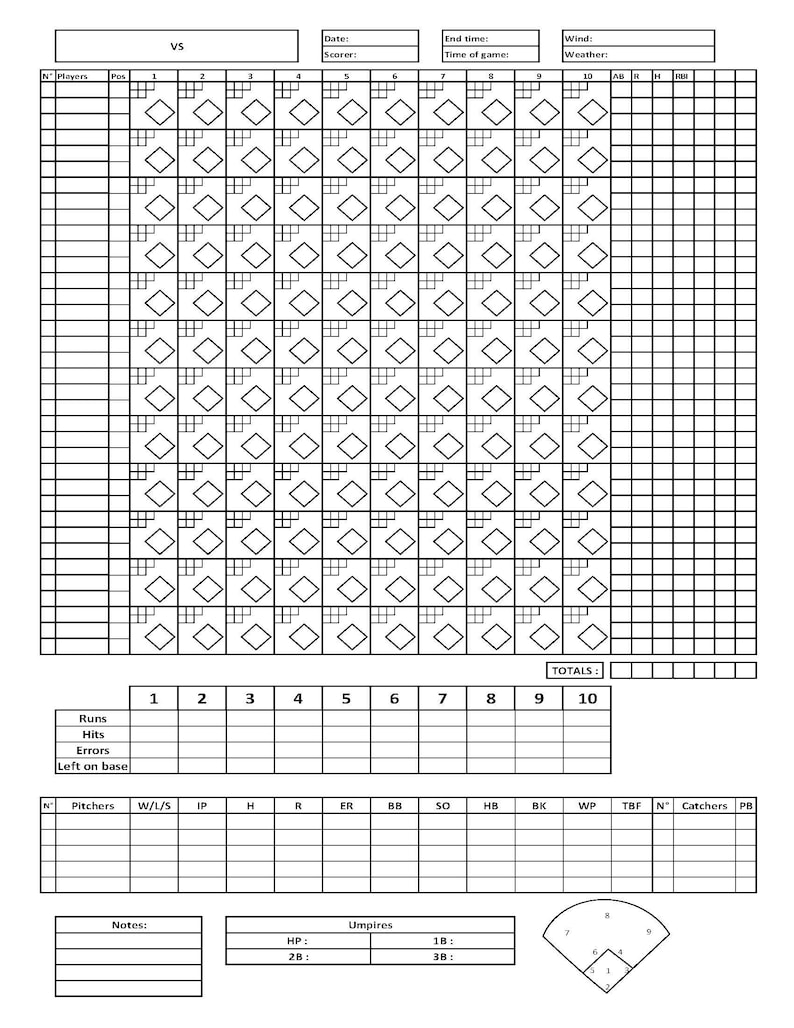 Baseball Scorebook / 120 Page Printable Scorebook Etsy Baseball Scorebook / 120 Page Printable Scorebook Etsy