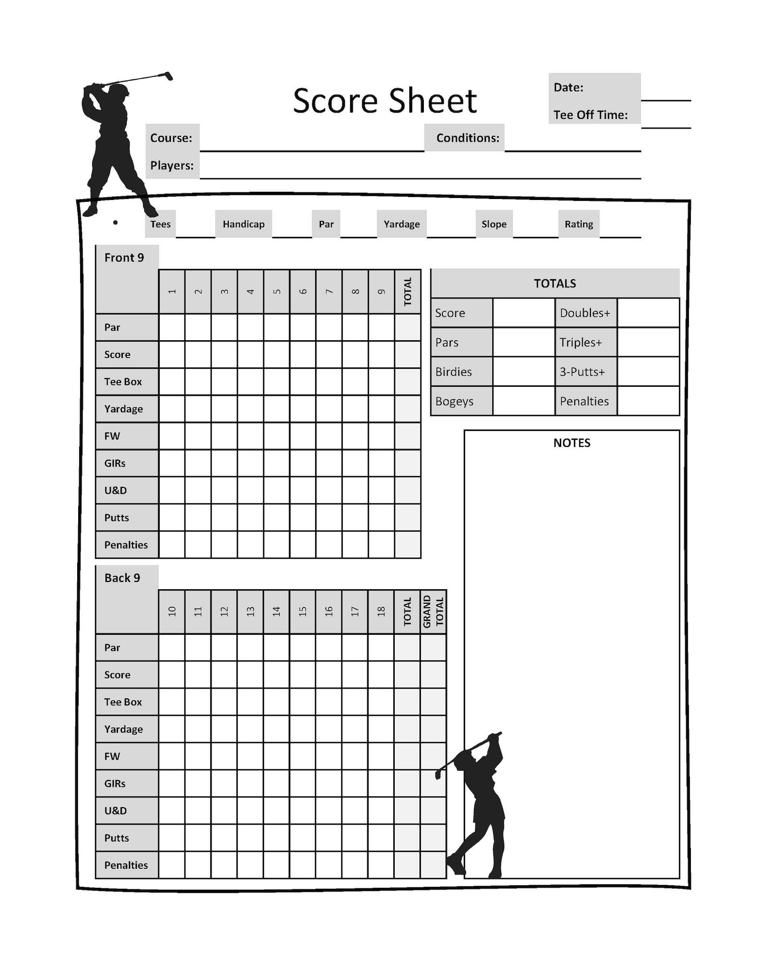 Golf Scorebook / 9 Page Printable Journal Etsy