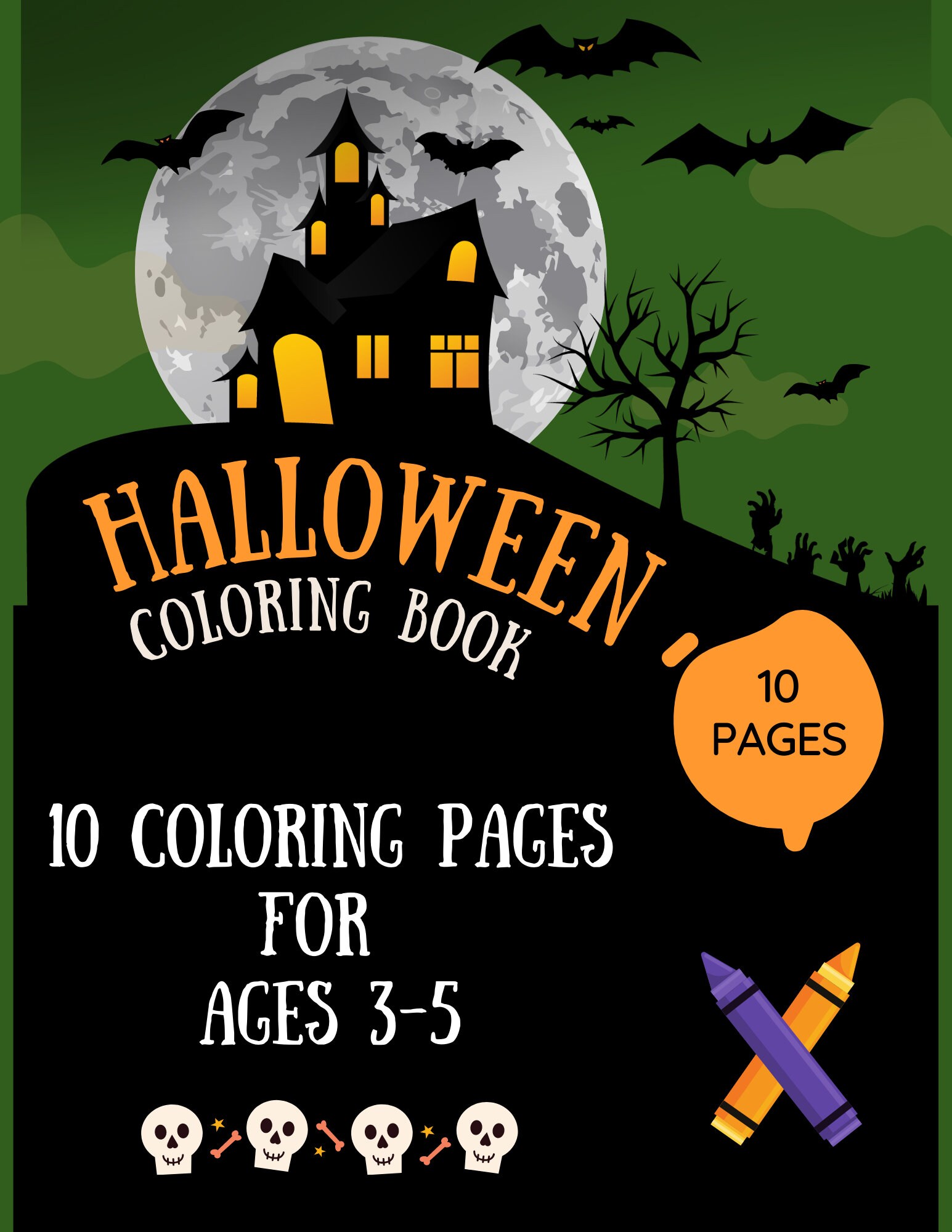 10 Halloween Coloring Pages for Ages 3-5 - Etsy