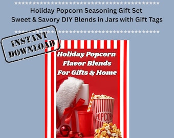 Holiday Popcorn Seasoning Gift Set | Sweet & Savory DIY Blends in Jars with Gift Tags