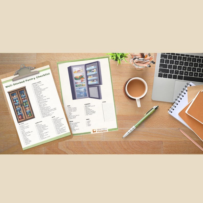 Pantry & Fridge Checklist Printable | Kitchen Inventory Organizer Planner PDF Instant Download image 4