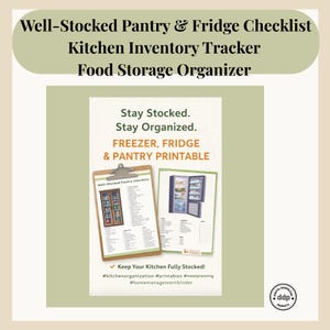 Pantry & Fridge Checklist Printable | Kitchen Inventory Organizer Planner PDF Instant Download image 2