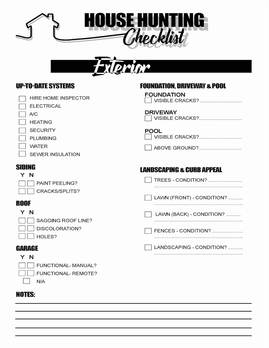 House Hunting Checklist / 51 Page Printable Checklist - Etsy