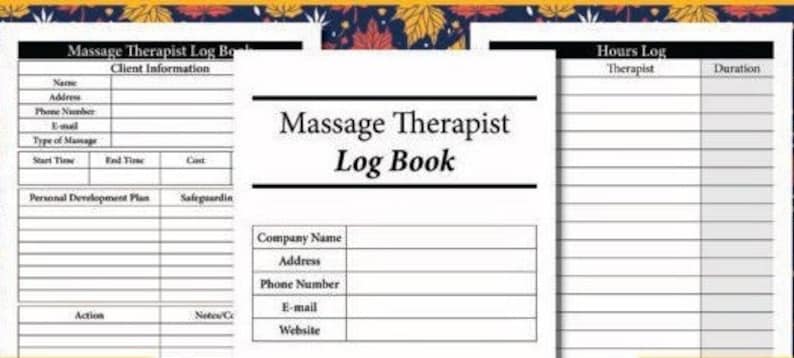 Massage Therapist Log Book / 100 Page Printable Log Book | Etsy