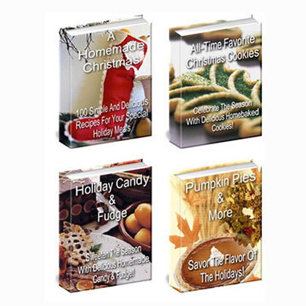 Christmas Cooking Recipes Package / 4 Printable Christmas Cookbooks