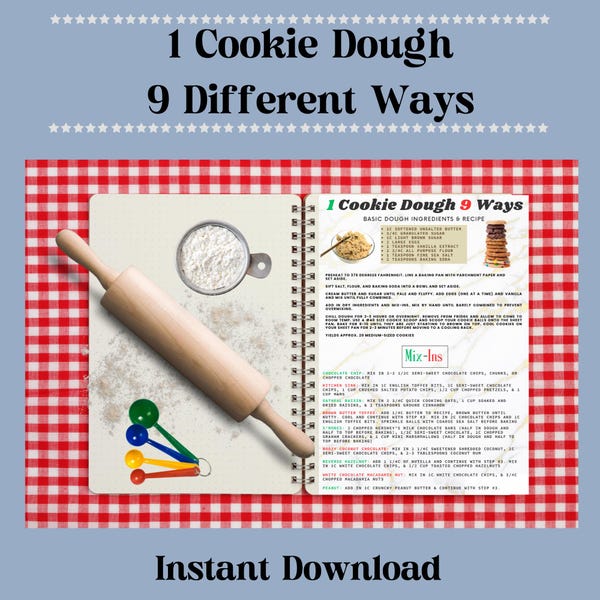 1 recept voor koekjesdeeg + 9 variaties met extra ingrediënten | Direct printbaar