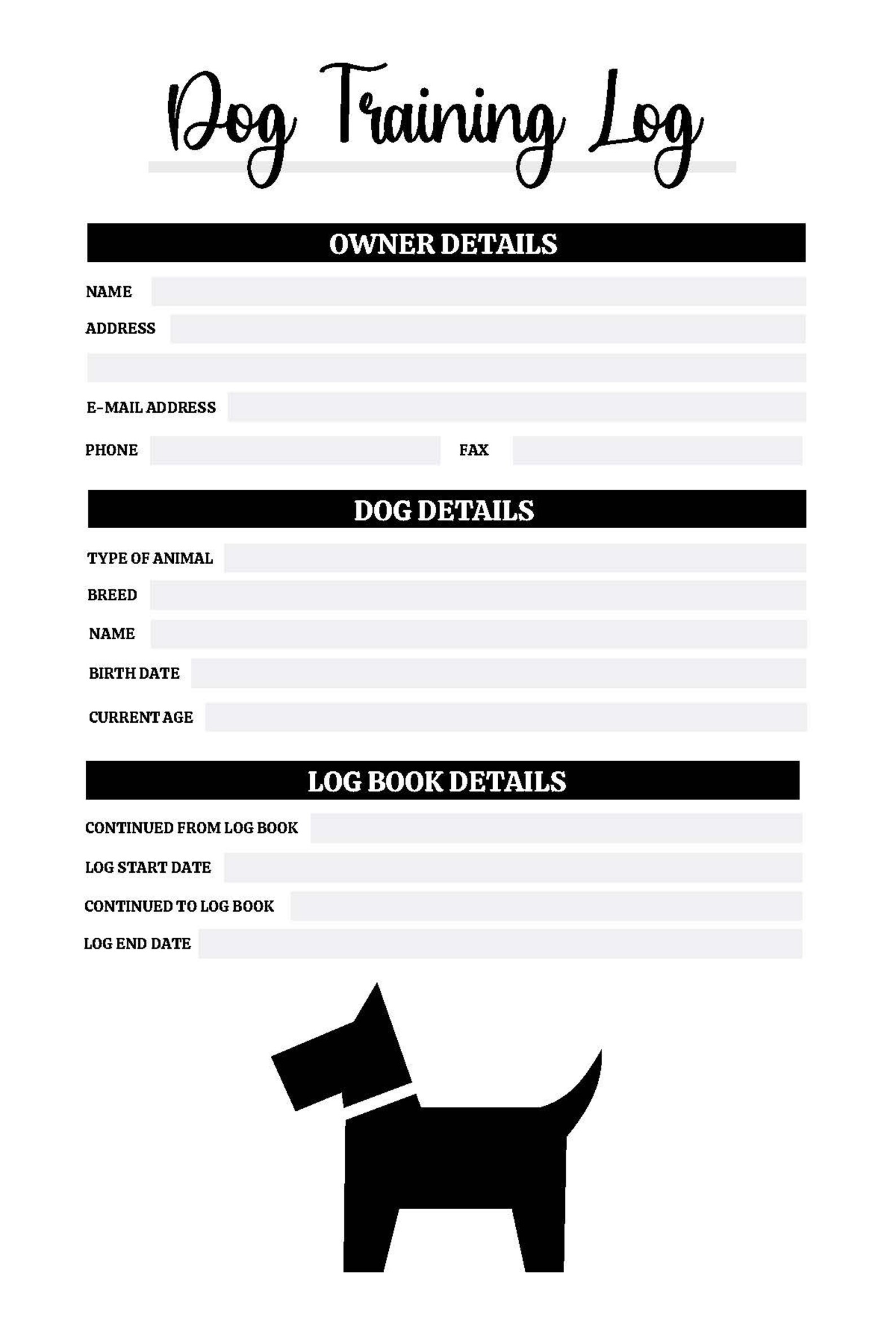 Dog Training Log / 120 Page Printable Log | Etsy