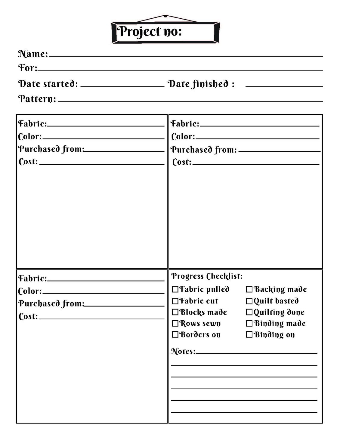 Quilting Project Planner / 120 Printable Pages | Etsy