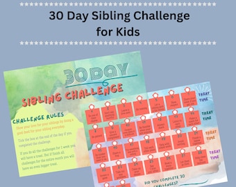 30 Day Sibling Bonding Challenge: Interactive Chart for Kids' Family Activities & Kindness Tasks