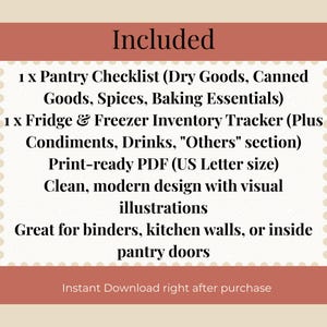 Pantry & Fridge Checklist Printable | Kitchen Inventory Organizer Planner PDF Instant Download image 5