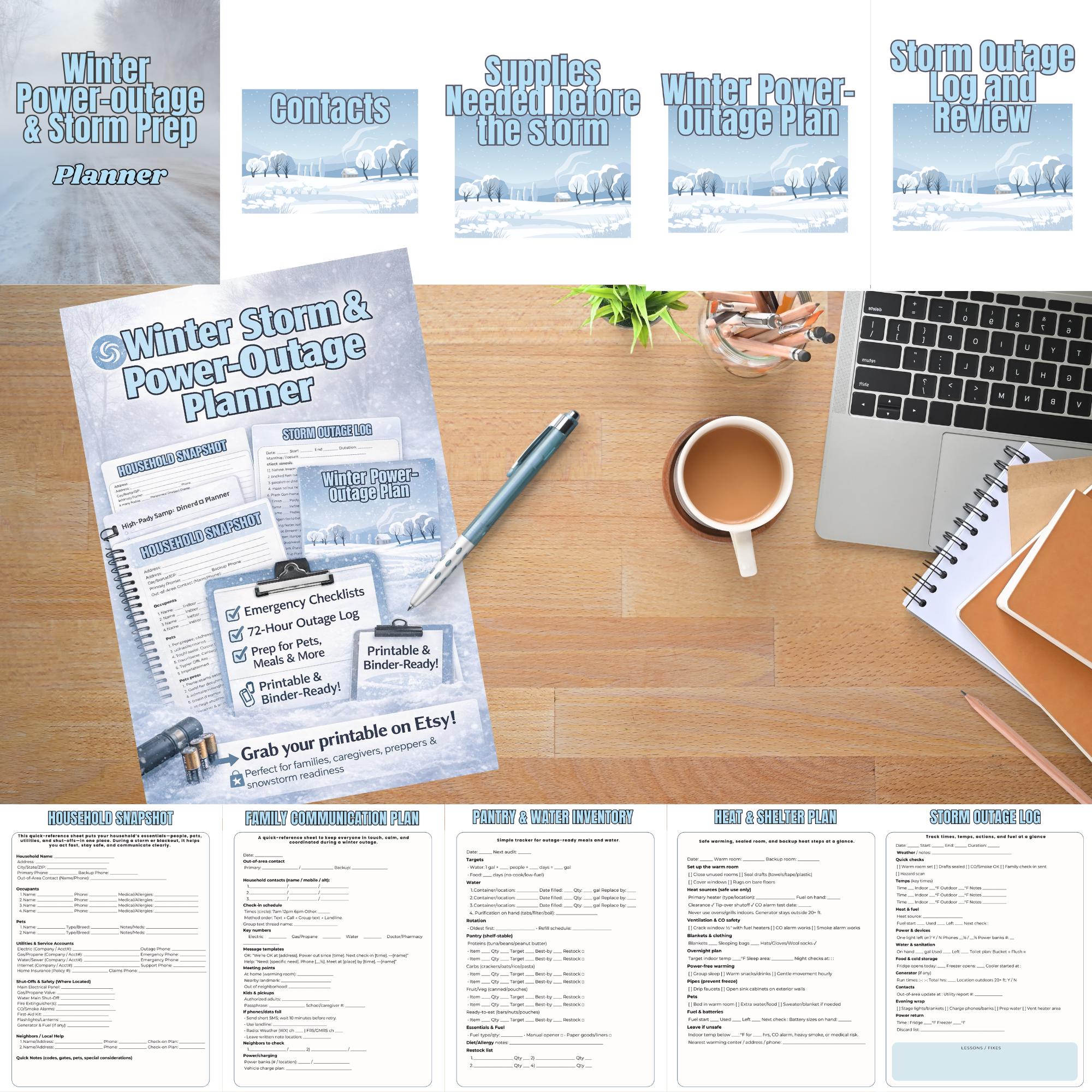 Winter Power Outage Planner | Emergency Storm Prep Kit | Printable Cold ...