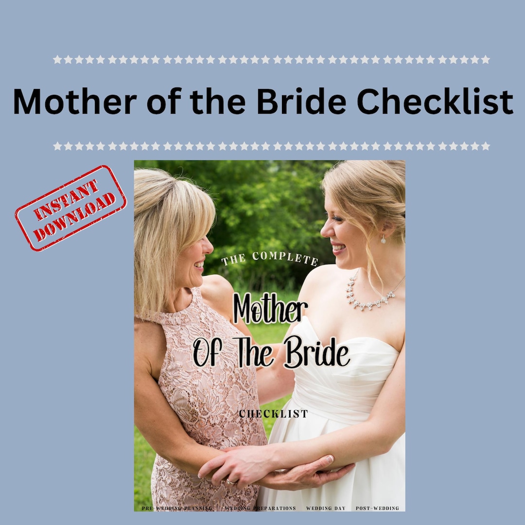 Mother of the Bride Wedding Checklist Printable Bridal Planning Guide