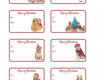 Dog Christmas Tags / 20 Printable Gift Tags