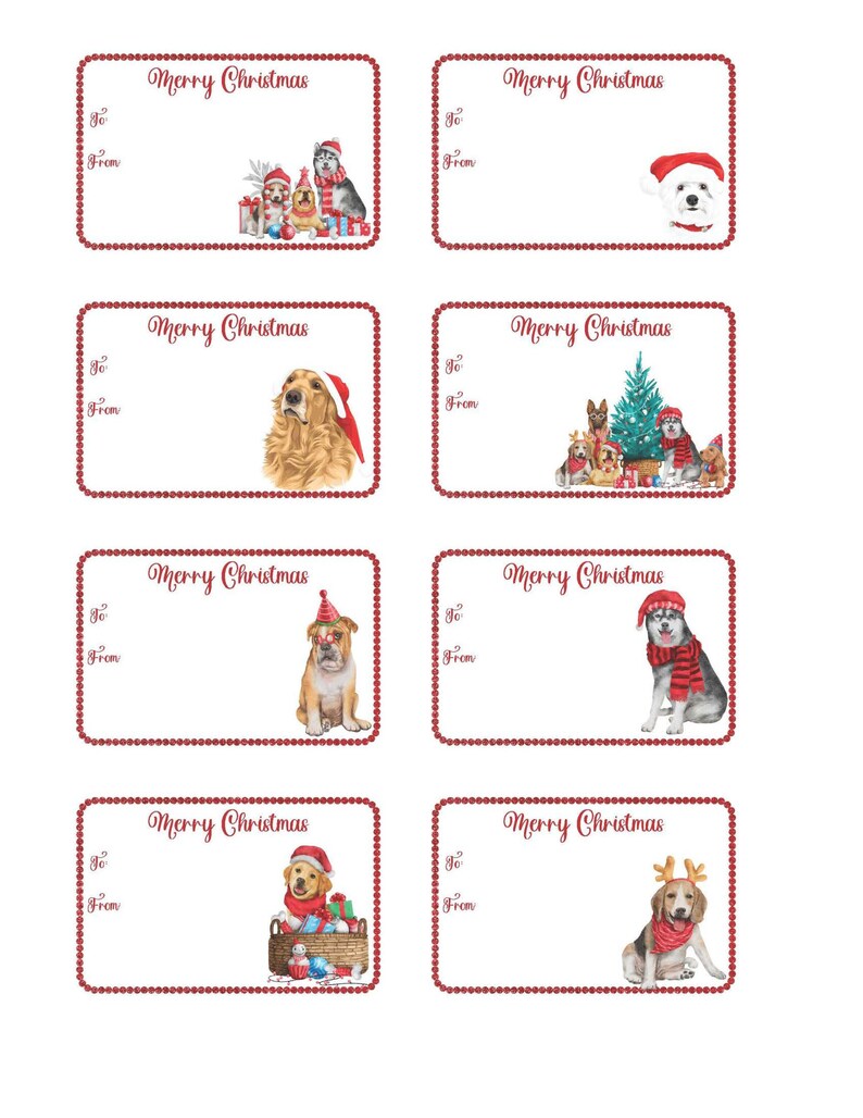 Dog Christmas Tags / 20 Printable Gift Tags - Etsy
