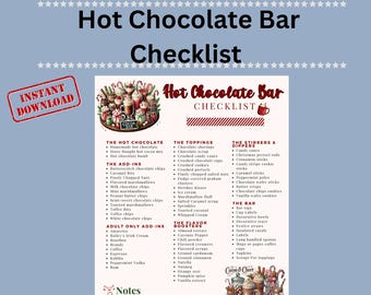 Hot Cocoa Bar Guide/Add-Ins/Toppings/Flavor Boosters/Hot Chocolate Station Sign/Instant Download