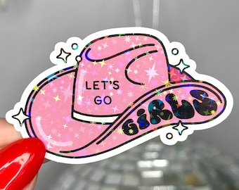 Adesivo holográfico para chapéu de cowgirl Let's Go Girls: presente ocidental à prova d'água