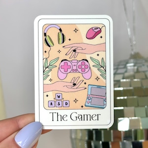 Der Gamer Tarot Kartenaufkleber | Wasserfest | Niedliche Vinyl-Aufkleber | Laptop Aufkleber | Videospiele | Ästhetisch