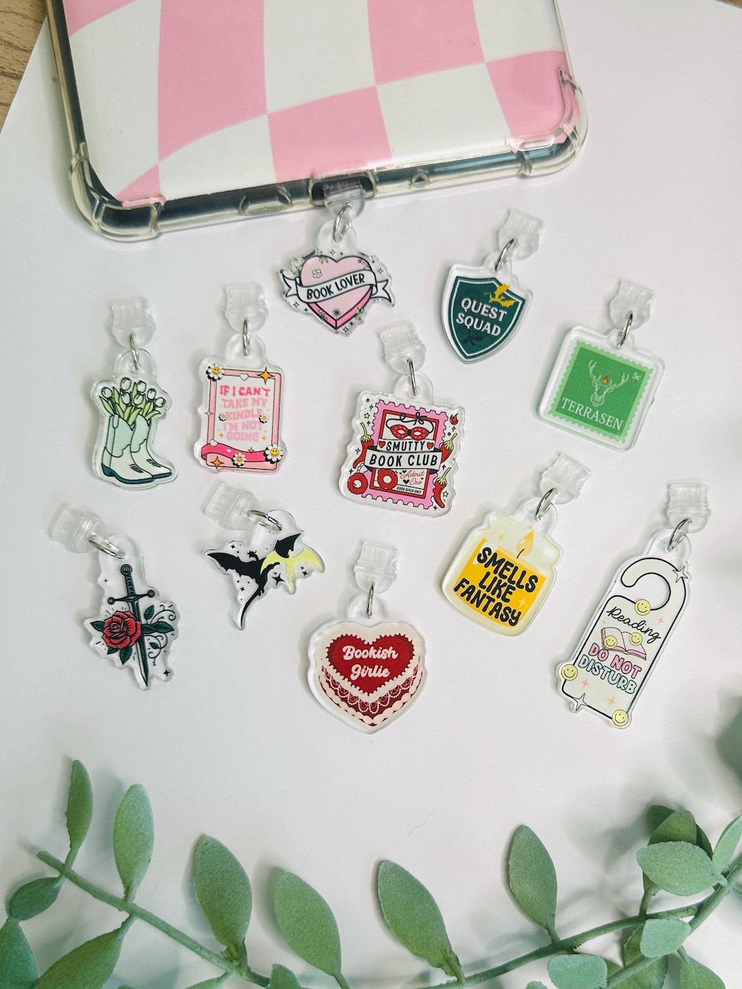 Charms Kindle, Bouchon antipoussière livresque, Pendentifs pour téléphone, Cadeaux pour elle