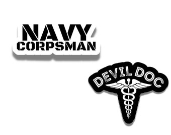 Navy Corpsman Sticker, Devil Doc Stickers, HM Sticker, Military Stickers, Vinyl Decals, Gift for Friend