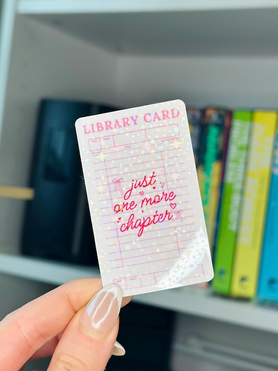One More Chapter Library Card Sticker, Holographic Kindle Stickers, Cute Coquette Book Club Gifts