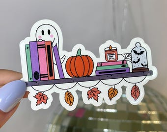 Spooky Bookshelf Sticker, Water bottle Sticker, Gifts for Readers
