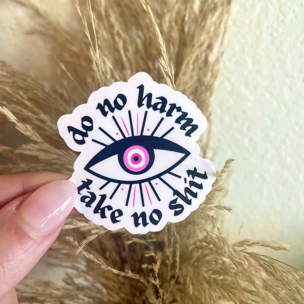 Do No Harm Take No Shit Sticker, Evil Eye, Waterbottle Stickers, Waterproof Stickers, Grunge Stickers, Gift for Friend