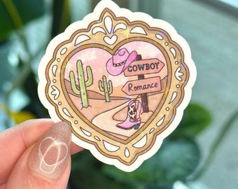 Cowboy Romance Sticker, Holographic, Bookish, kindle stickers