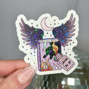 Light It Up-boeksticker | Halve maan | Holografische waterdichte stickers | Bryce Quinlan | Sarah J Maas Cadeau voor boekenliefhebber