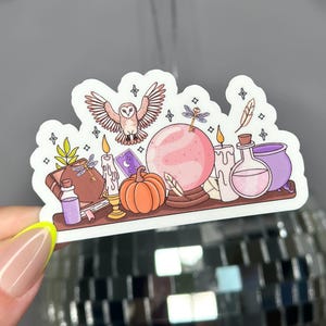 Witchy Bookshelf Sticker: Spooky Fall Decor, Water Resistant