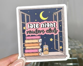 Late Night Readers Club Sticker, Cute Bookish Stickers, Book Club Gifts