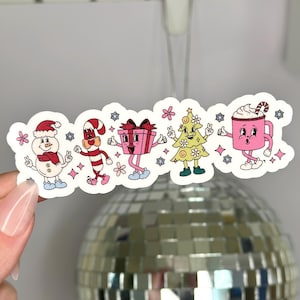 Pegatinas con personajes navideños retro bonitos / Calcomanías navideñas para libros / Pegatinas para Kindle / Regalo para un amigo