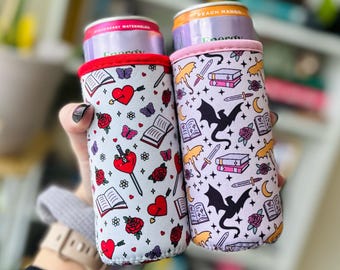 Romantasy Slim Can-drinkhoezen: leesgrage mager hoes voor seltzers en energiedrankjes, boekenclubcadeaus