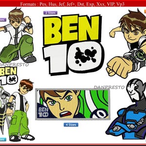 Ben ten 10 Boy Applique Machine Embroidery Design files 6 total , multiple sizes and formats!