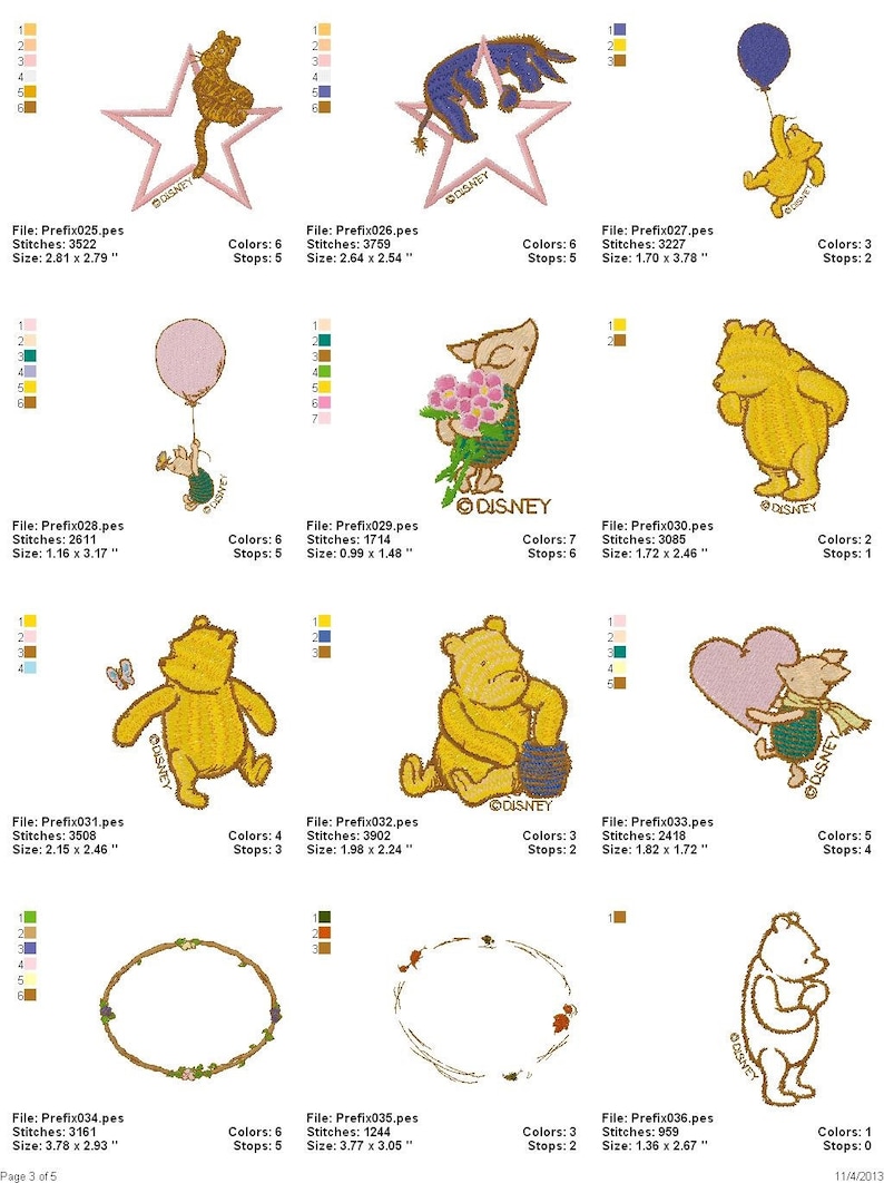 Classic Winnie the Pooh Embroidery Files, 53 Designs All Formats