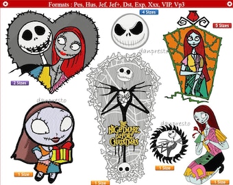 Jack Nightmare Halloween Embroidery Designs 7 total files - All formats