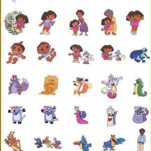 Dora Embroidery Machine Files, All formats 4x4 hoop size - 25 designs (Good quality)