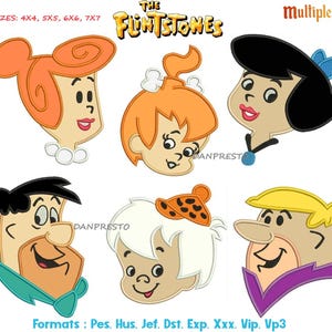 Flintstones 6 Maschinenstickdateien, mehrere Formate und Größen