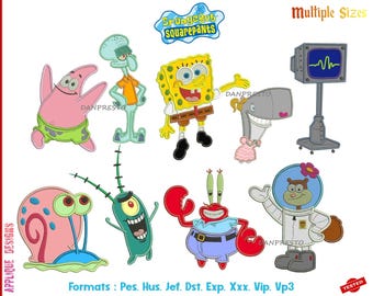 Sponge square 9 Embroidery Applique machine files, multiple formats and sizes