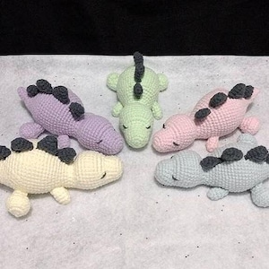 Sleepy Dinosaur - Crocheted - Green, Pink, Blue, or Puple Dinosaur