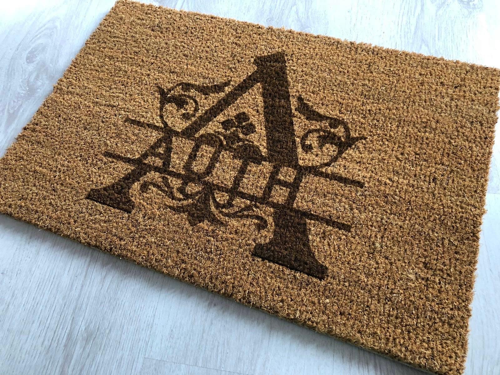 Doormat / Dirt Trapper Mat Personalized With Desired Text or Name Ornament  / Family Coat of Arms / Gift / Home / Interior 